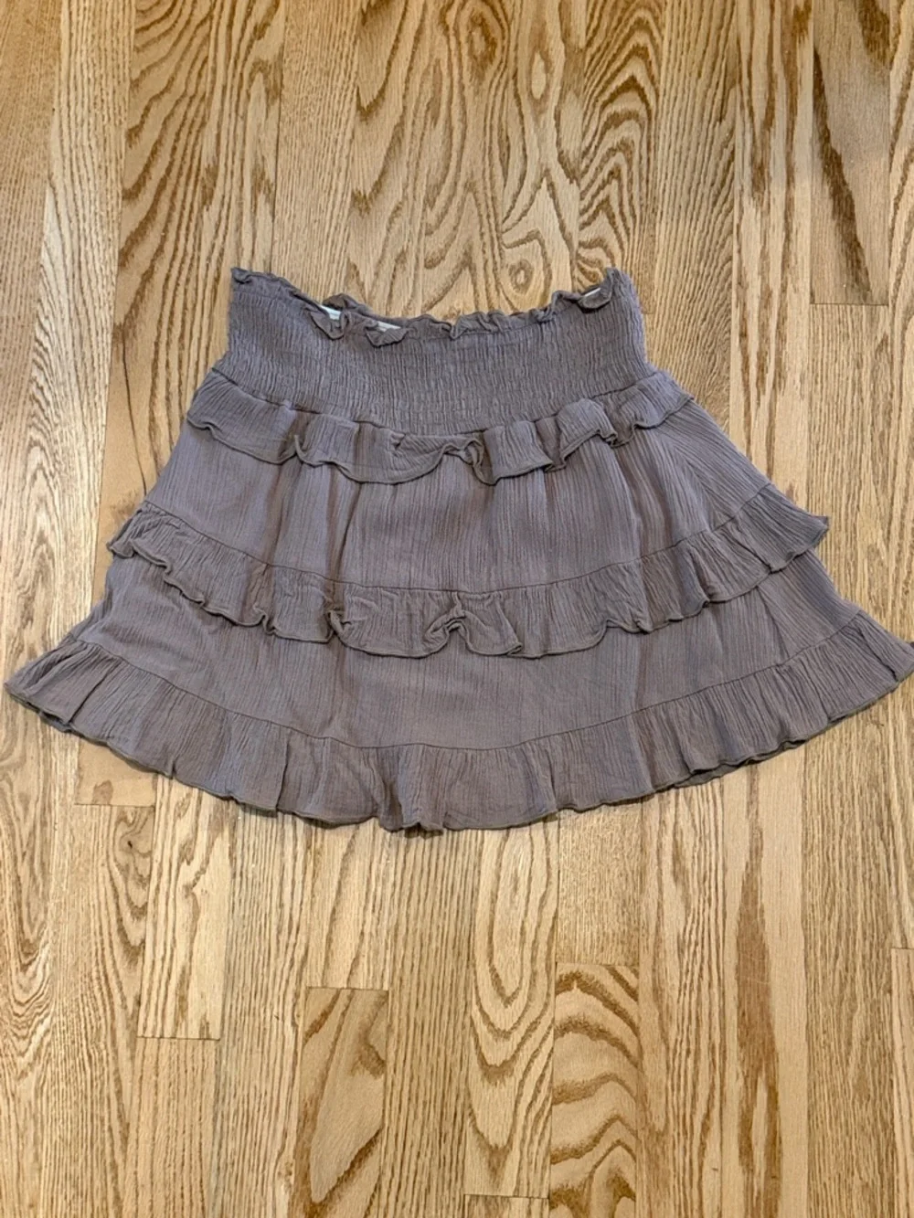 Altar'd State Taupe Ruffled Tiered Mini Skirt - Picture 2 of 3